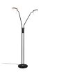 Brandende Trio Monza mat zwarte leeslamp met twee leeslampen met ronde kop en touch dimmer aan de paal