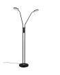 Trio Monza mat zwarte leeslamp met twee leeslampen met ronde kop en touch dimmer aan de paal