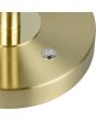 Detailfoto van de touch dimmer van de Trio Monza mat messing bureaulamp met een diepte van 69 cm en een ronde schijfvormige kop met geïntegreerde LED