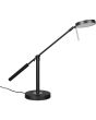 Trio Monza mat zwarte bureaulamp met een diepte van 69 cm en een ronde schijfvormige kop met geïntegreerde LED