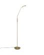 Trio Monza 423310108 brandende mat messing staande leeslamp met ronde kop met led paneel en dimmer aan de paal