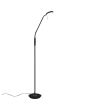 Trio Monza 423310132 brandende mat zwarte staande leeslamp met ronde kop met LED paneel en dimmer op de paal