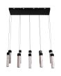 Searchlight Moonbeam 10879-10BK marmerkleurige hanglamp met rechthoekige plafondplaat en twee rijen van vijf pendels met rechthoekige marmerkleurige kappen