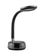 Brilliant Moonglow zwarte bureaulamp van 53 cm hoog met ronde LED unit in de kop en RGB licht en klok in de voet