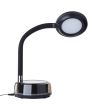 Brilliant Moonglow zwarte bureaulamp van 53 cm hoog met ronde LED unit in de kop en RGB licht en klok in de voet