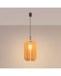 Brandende Sollux Mula gele hanglamp met een diameter van 27 cm en voorzien van veertien 42 cm hoge lamellen van vilt