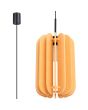 Sollux Mula gele hanglamp met een diameter van 27 cm en voorzien van veertien 42 cm hoge lamellen van vilt
