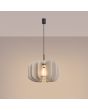 Brandende Sollux Mula beige hanglamp met een diameter van 45 cm en voorzien van zestien 25 cm hoge lamellen van vilt