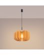 Brandende Sollux Mula beige hanglamp met een diameter van 45 cm en voorzien van zestien 25 cm hoge lamellen van vilt