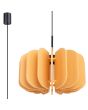 Sollux Mula gele hanglamp met een diameter van 45 cm en voorzien van zestien 25 cm hoge lamellen van vilt
