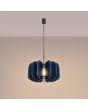 Brandende Sollux Mula marine blauwe hanglamp met een diameter van 45 cm en voorzien van zestien 25 cm hoge lamellen van vilt