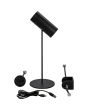 Konstsmide Multi zwarte spot met tafellamp voet van 30 cm, tafelklem en wandhouder waarvan de spot oplaadbaar is met de USB kabel