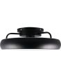 Zijaanzicht Reality Muonio zwarte plafondventilator met LED in een rand van 40 cm rond een zwart transparant kunststof zeven armige ventilator