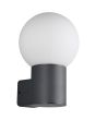 Trio Mures antraciet grijze wandlamp voor buiten met wit glazen bol als kap met een diameter van 18cm