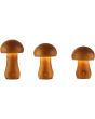 Searchlight Mushroom 34125NA set van drie oplaadbare tafellampen van hout in de vorm van een paddenstoel met een touchdimmer