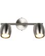 Reality Nancy staalkleurig plafondspot van 27,5 cm lang met twee metalen spotjes met brandende GU10 lamp