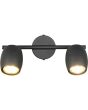 Reality Nancy zwarte plafondspot van 27,5 cm lang met twee metalen spotjes met brandende GU10 lamp