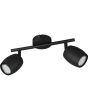 Reality Nancy zwarte plafondspot van 27,5 cm lang met twee metalen spotjes met GU10 lamp