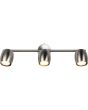Reality Nancy staalkleurig plafondspot van 47,5 cm lang met drie metalen spotjes met brandende GU10 lamp