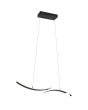 Trio Napoli zwarte hanglamp met LED langs twee gebogen balken en een lichtgevende bol op de balkjes aan de ene kant en onder de balk aan de andere kant