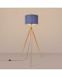 Brandende Sollux Natt houten tripod van 140 cm hoog met een marine blauwe kap van textiel met een diameter van 40 cm