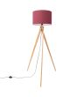 Sollux Natt houten tripod van 140 cm hoog met een burgundy kleurige kap van textiel met een diameter van 40 cm