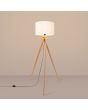 Brandende Sollux Natt houten tripod van 140 cm hoog met een witte kap van textiel met een diameter van 40 cm