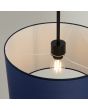 Bovenaanzicht Sollux Nevia marine blauwe hanglamp van textiel met een diameter van 40cm