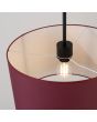 Bovenaanzicht Sollux Nevia burgundy kleurige hanglamp van textiel met een diameter van 40cm