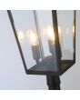 lantaarn met kaarslampen van de zwarte paallamp van 120 cm met lantaarn met vier transparant glazen ruitjes en drie fittingen met kaarslamp