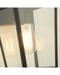 lantaarn met edisonlamp van de zwarte wandlamp voor buiten van 33 cm hoog met hangende lantaarn met vier transparant glazen ruitjes en filament edisonlamp