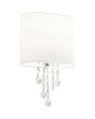 Searchlight Nina 1051-1CC brandende wandlamp met ovale kap van textiel en vijf kettingen eronder van kristallen