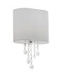 Searchlight Nina 1051-1CC wandlamp met ovale kap van textiel en vijf kettingen eronder van kristallen