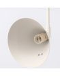 binnenzijde kap met E14 fitting van de beige metalen wandlamp met twee zwenkarmen van respectievelijk 61 en 80 cm met beide en kantelbaar metalen kapje