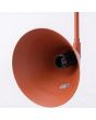 binnenzijde kapje met e14 fitting van de okerrood metalen wandlamp met twee zwenkarmen van respectievelijk 61 en 80 cm met beide en kantelbaar metalen kapje