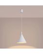 brandende wit metalen kegelvormige hanglamp met een diameter van 25cm