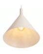 binnenzijde kap van de beige metalen kegelvormige hanglamp met een diameter van 25cm