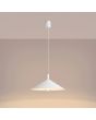 brandende wit metalen kegelvormige hanglamp met een diameter van 40 cm
