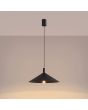brandende zwart metalen kegelvormige hanglamp met een diameter van 40 cm