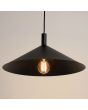 onderzijde kap van de zwart metalen kegelvormige hanglamp met een diameter van 40 cm