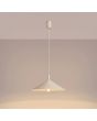 brandende beige metalen kegelvormige hanglamp met een diameter van 40 cm