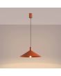 brandende okerrood metalen kegelvormige hanglamp met een diameter van 40 cm