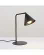 brandende zwart metalen tafellamp van 35 cm hoog met een draaibaar en kantelbaar metalen kegelvormig kapje