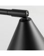 scharnier van de zwart metalen tafellamp van 35 cm hoog met een draaibaar en kantelbaar metalen kegelvormig kapje