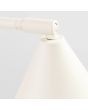 scharnier van het kapje van de beige metalen tafellamp van 35 cm hoog met een draaibaar en kantelbaar metalen kegelvormig kapje