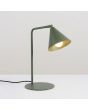 brandende olijfgroen metalen tafellamp van 35 cm hoog met een draaibaar en kantelbaar metalen kegelvormig kapje