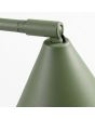 scharnier van het kapje van de olijfgroen metalen tafellamp van 35 cm hoog met een draaibaar en kantelbaar metalen kegelvormig kapje