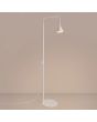 brandende wit metalen leeslamp van 165 cm hoog met een draaibaar en kantelbaar metalen kegelvormig kapje