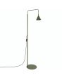 olijfgroen metalen leeslamp van 165 cm hoog met een draaibaar en kantelbaar metalen kegelvormig kapje