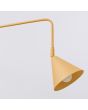 Detailfoto van de gekantelde spot van de Sollux Nox mat goud kleurige wandlamp met een uitval van 61 cm met een kantelbare spot met E14 fitting en snoer van 185 cm met schakelaar en stekker